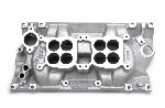 Edelbrock C-26 Dual Quad Intake Manifold - Chevy Small Block, Satin
